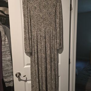 Elegant Black and White Floral Dress